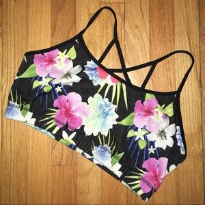Floral Cross Back Sports Bra